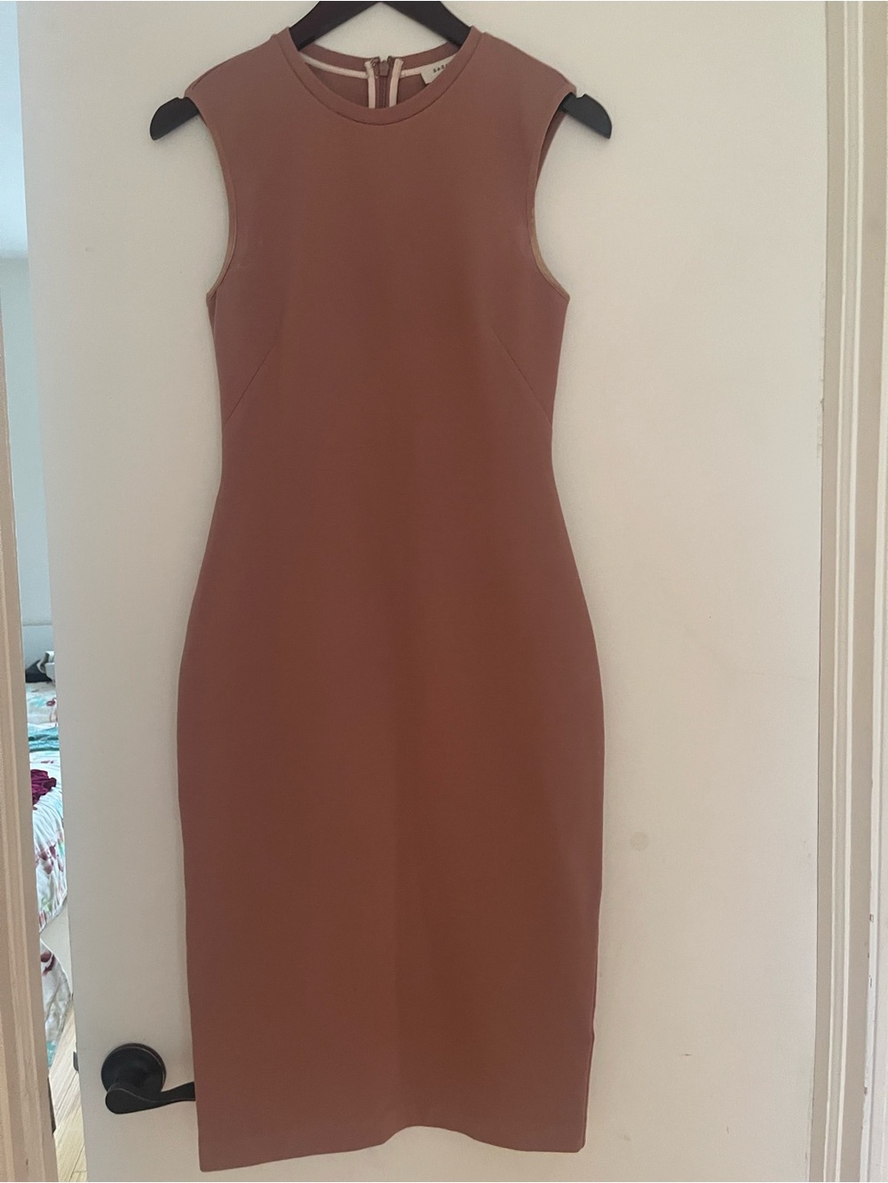Babaton Rose Pink Sleeveless Midi Sheath Dress